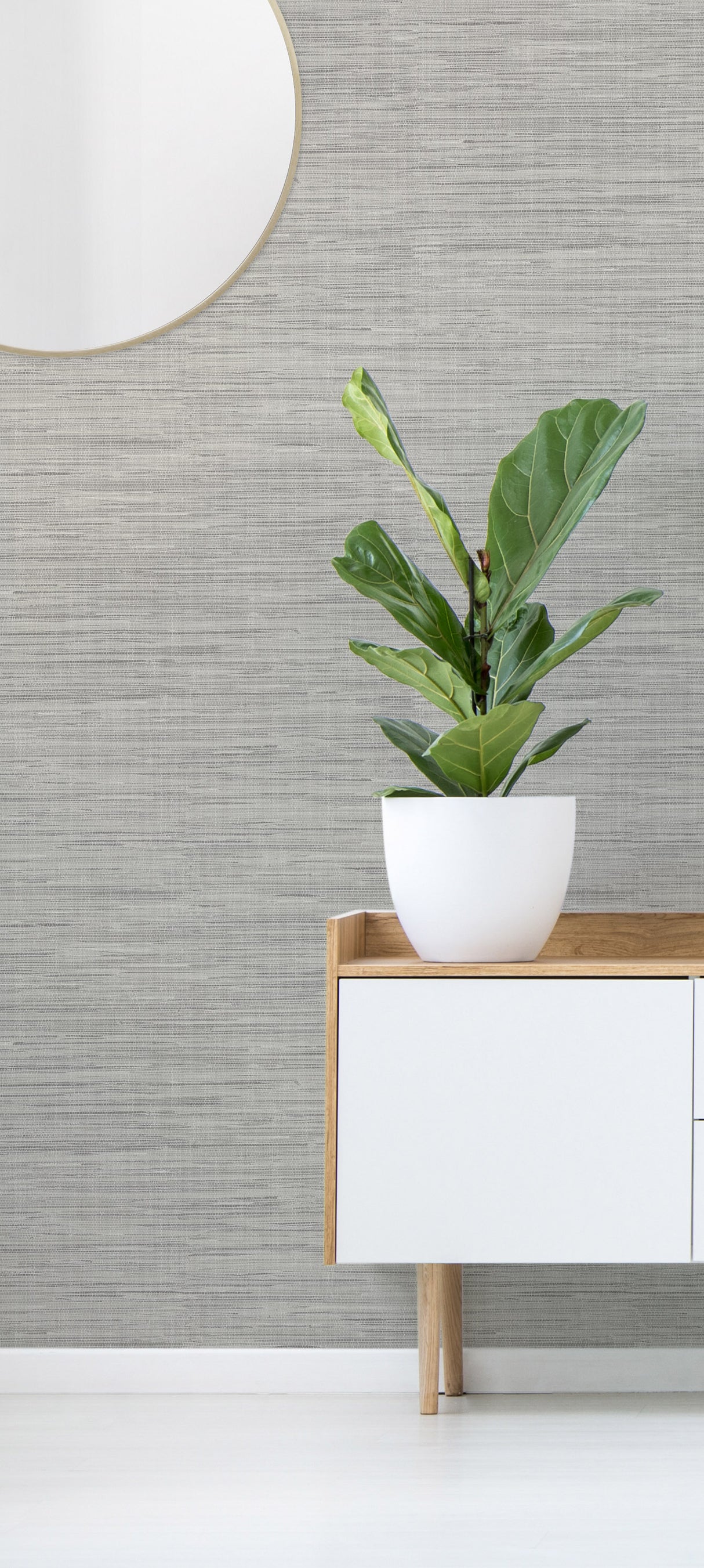 Harlow Weave Grey Peel and Stick Wallpaper by InHome WallPops Elegant Neutral Grasscloth Weave Texture Modern Home Wall Covering - NH4333