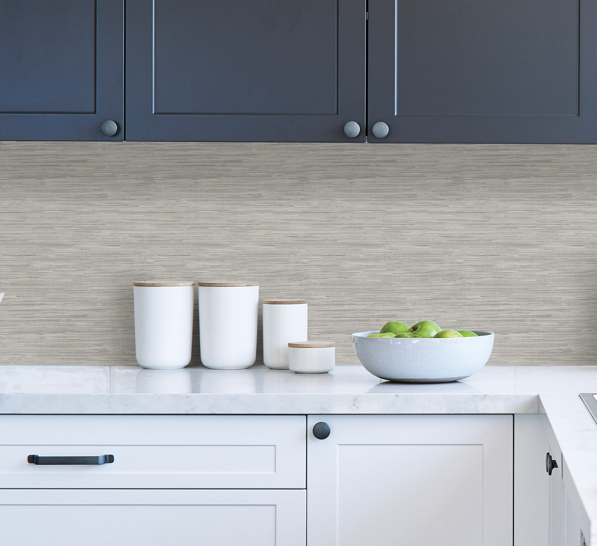 Harlow Weave Grey Peel and Stick Wallpaper by InHome WallPops Elegant Neutral Grasscloth Weave Texture Modern Home Wall Covering - NH4333