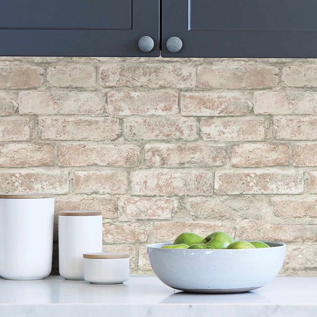 White Washed Denver Brick Peel and Stick Wallpaper Set of 2 White and Brown Farmhouse Brick Design by InHome - TNHS3708