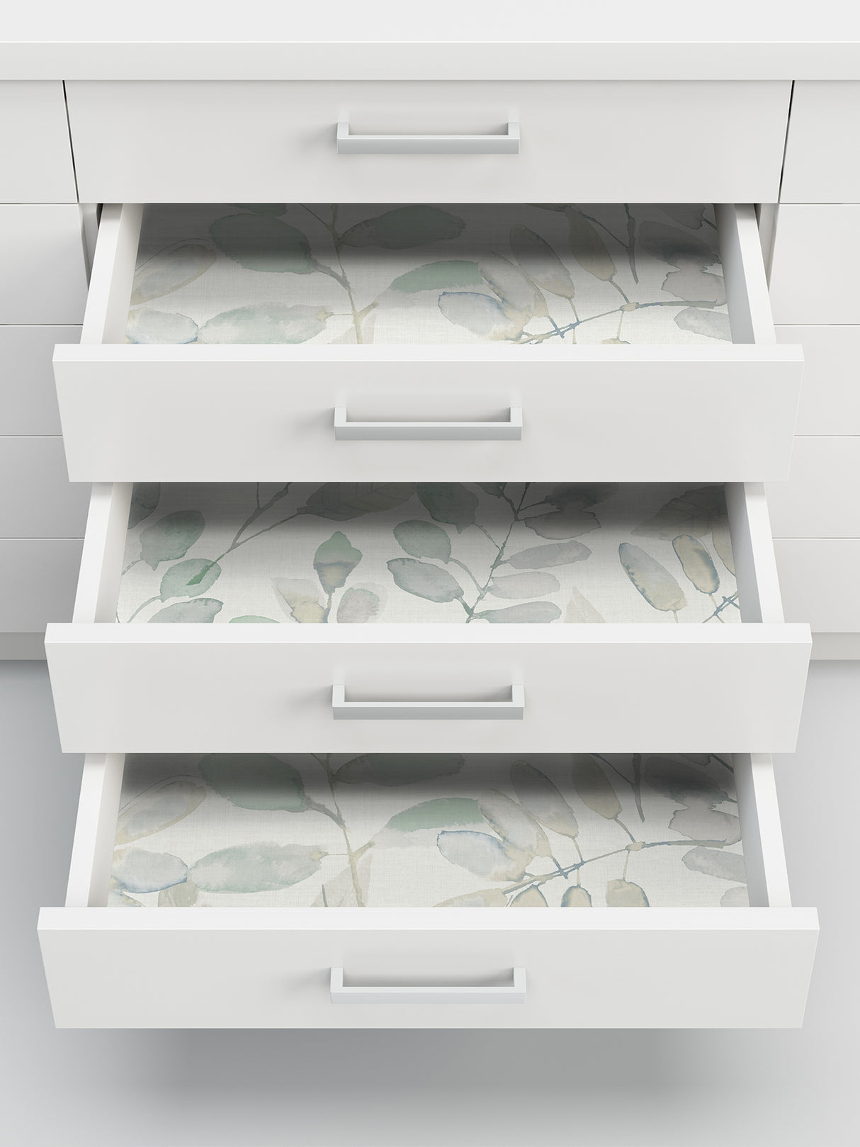 Fable Leaf White Aqua and Grey by InHome Modern Botanical Watercolor Leaf Peel and Stick Wallpaper Set of 2 Rolls - TNHS3764