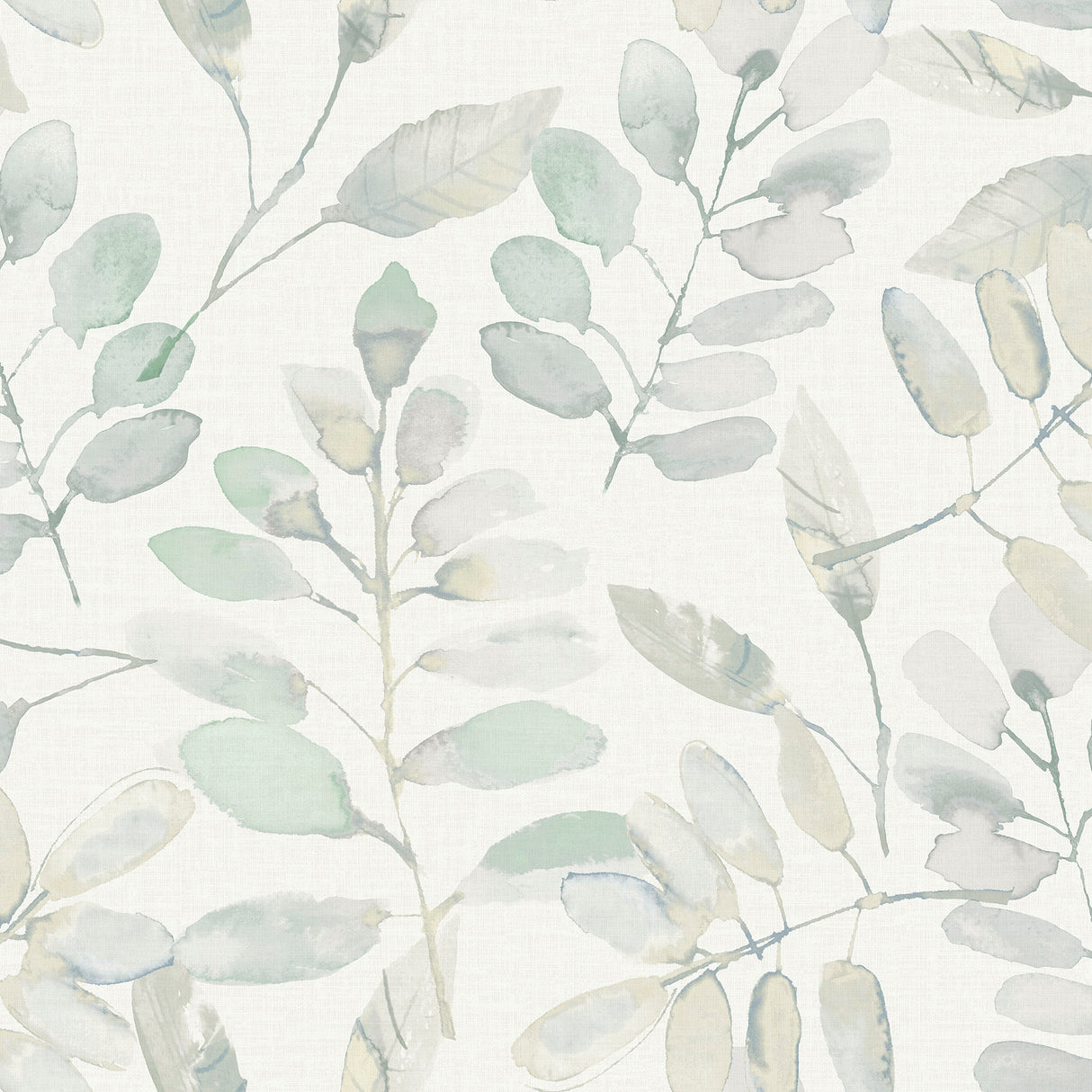 Fable Leaf Peel and Stick Wallpaper in White Aqua and Grey by InHome - TNHS3764