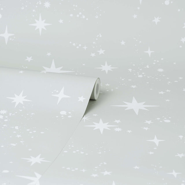 Scattered Grey Stars Whimsical Peel & Stick Wallpaper with Graphics Star Motif - InHome NHS4774