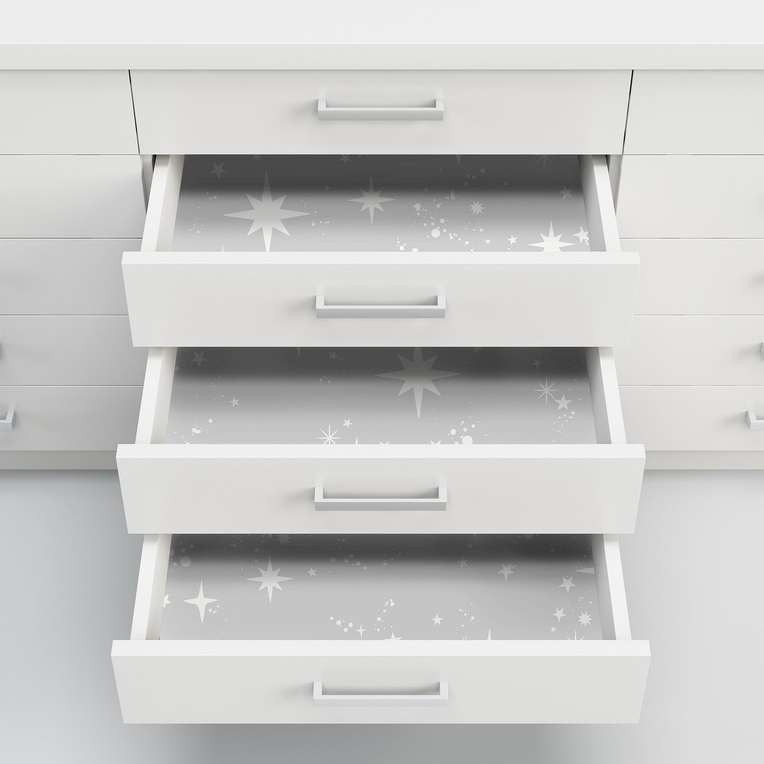 Scattered Grey Stars Whimsical Peel & Stick Wallpaper with Graphics Star Motif - InHome NHS4774