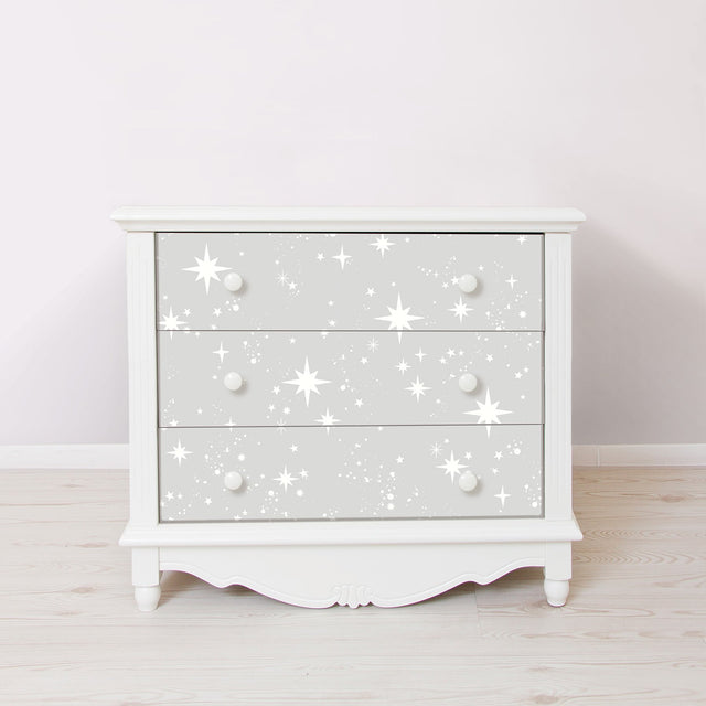 Scattered Grey Stars Whimsical Peel & Stick Wallpaper with Graphics Star Motif - InHome NHS4774