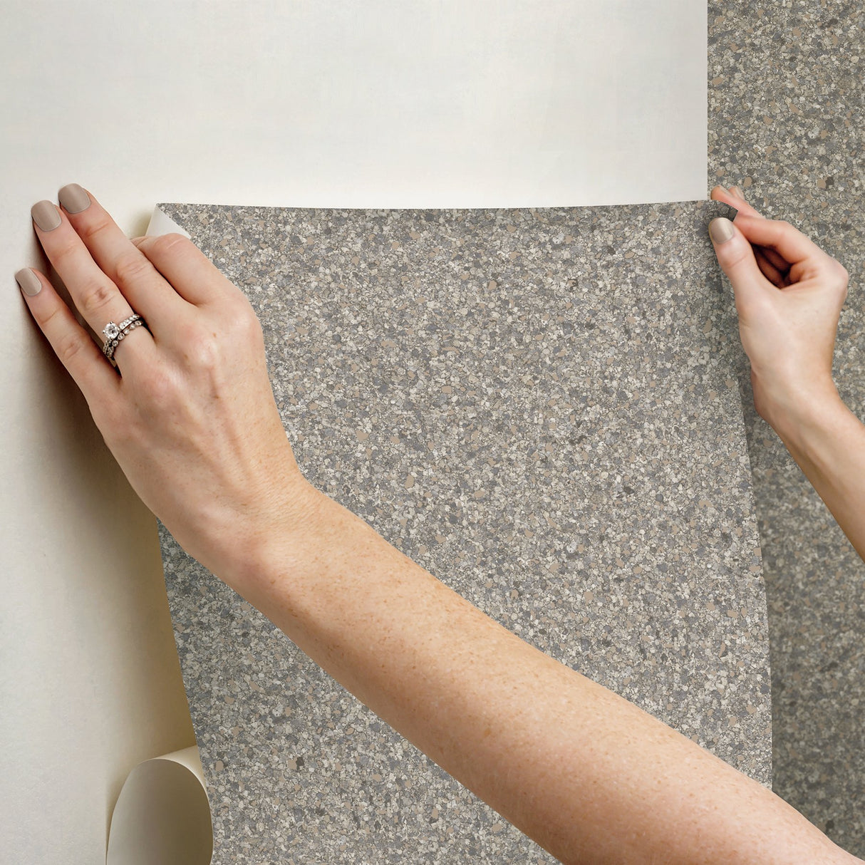 Monumental Grey Stone Peel & Stick Wallpaper with Marble Speckled Pattern - InHome NHS6169