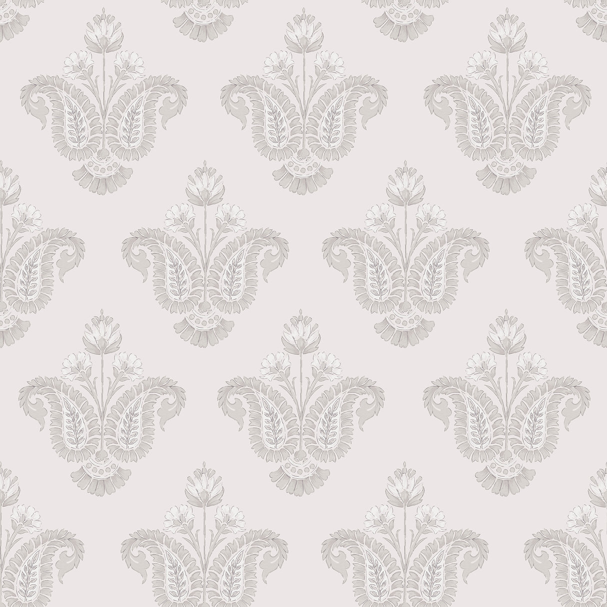Fazia Linen Peel and Stick Wallpaper by NuWallpaper - NNS6517 - Neutral Beige Taupe Floral Damask Pattern