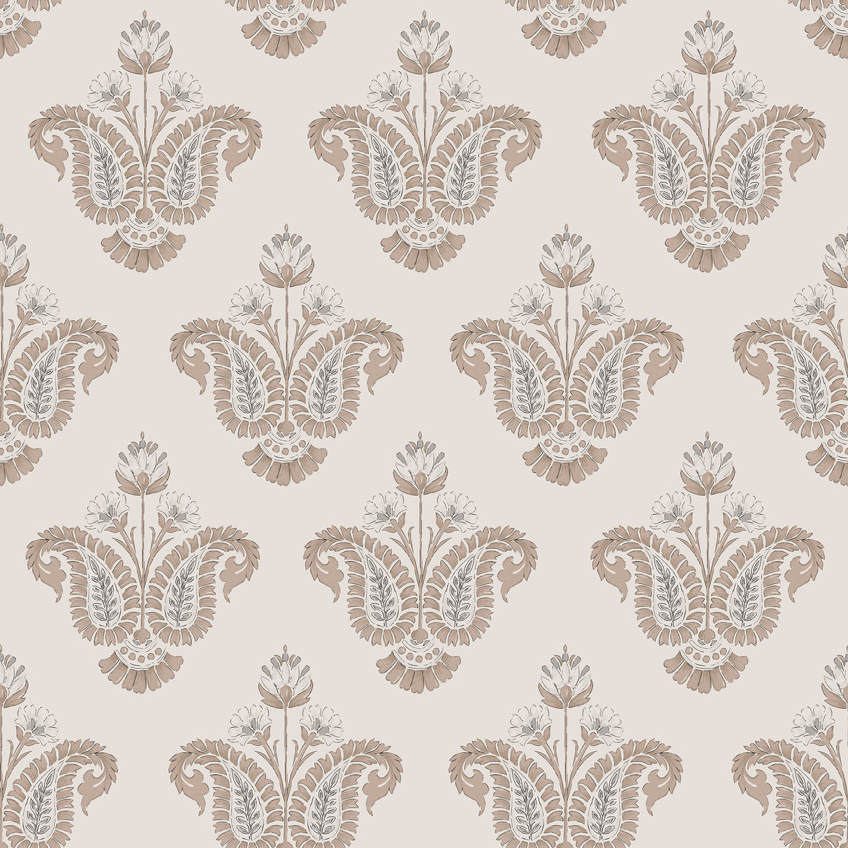 Fazia Terracotta Peel and Stick Wallpaper by NuWallpaper Nabela Noor Home Floral Damask - NNS6518