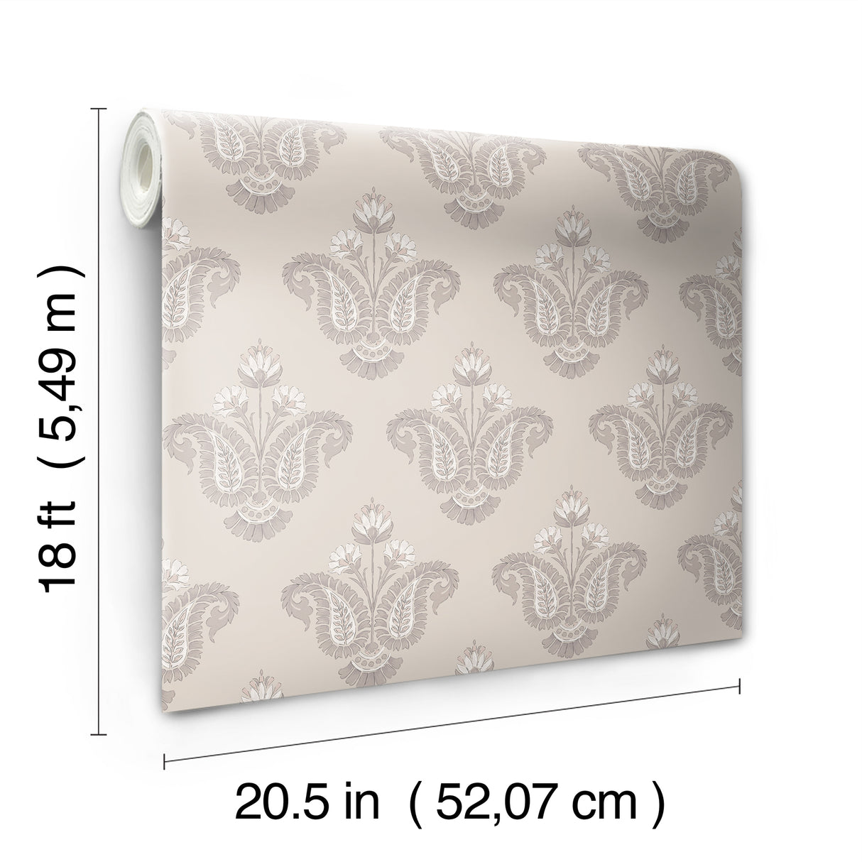Fazia Jute by NuWallpaper Neutral Brown Taupe Floral Damask Peel and Stick Wallpaper from Nabela Noor Home x WallPops - NNS6519