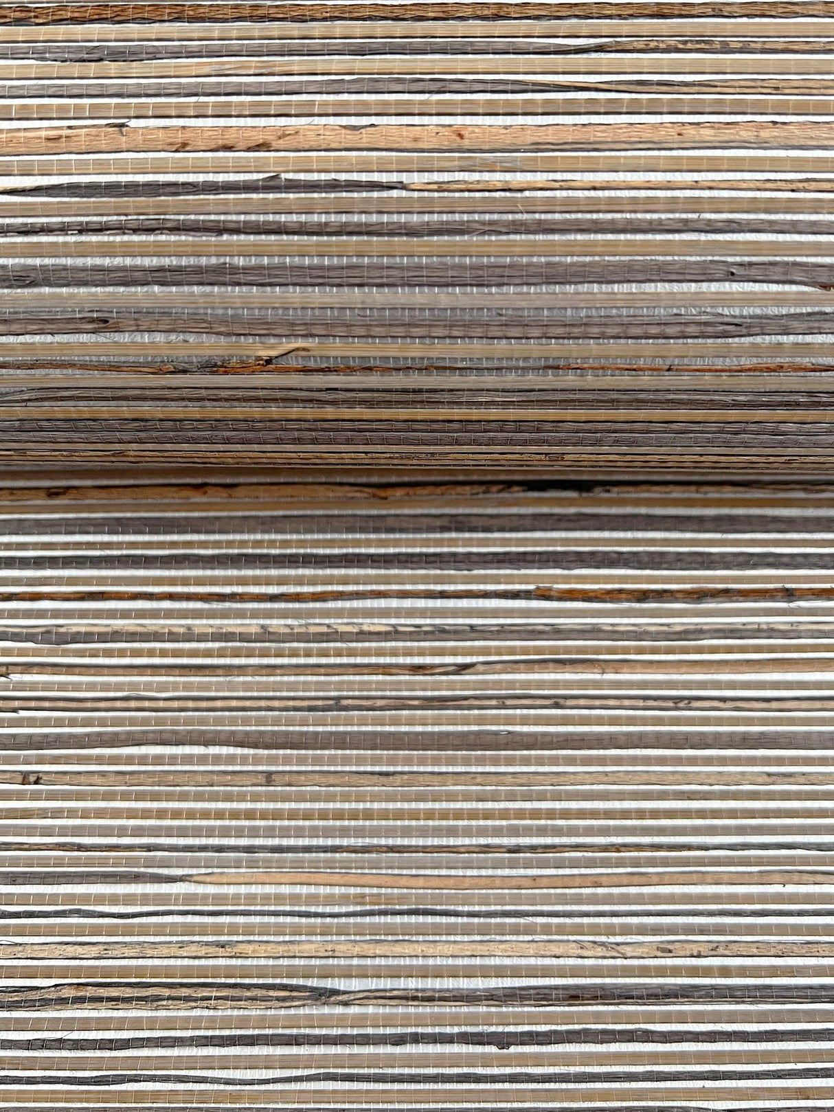 Bamboo Taupe Hemp Blend Wallpaper with Metallic Grasscloth Texture - York NT6102