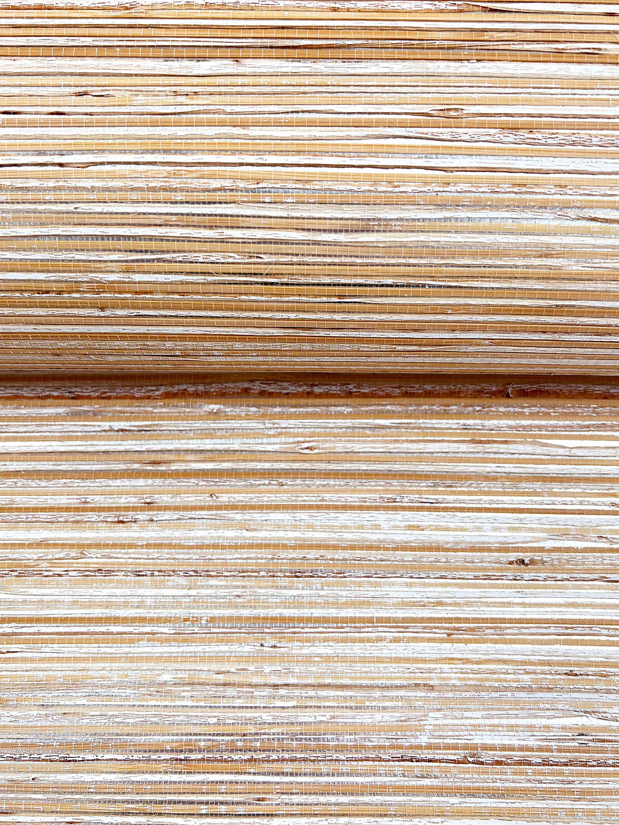 Bamboo White Hemp Blend Grasscloth Wallpaper with Metallic Effect - York NT6103