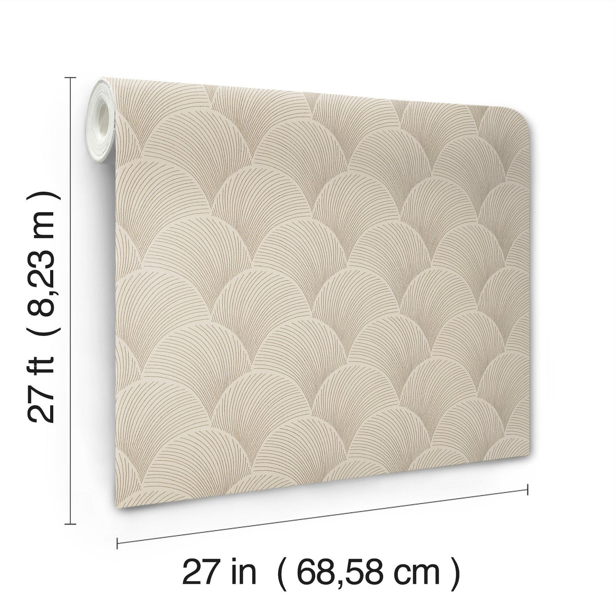 Metallic Cream Scallop Wallpaper with Glam Foil Motif - York NT6104
