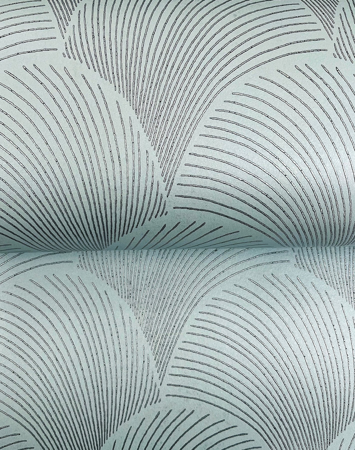 Metallic Scallop Blue Pearl Wallpaper with Foil Glam Motif - York NT6108