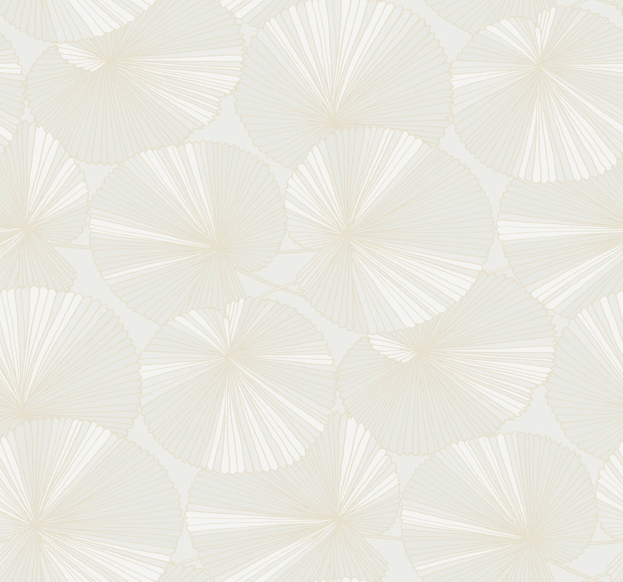 Layered White Lily Pads White Wallpaper with Metallic Botanical Tropical Style - York NT6112