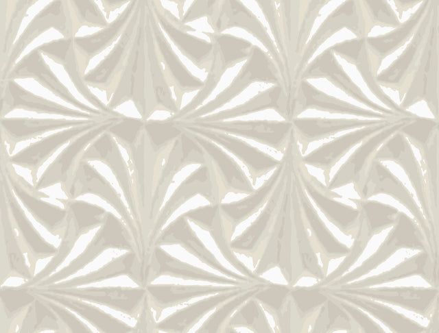 Sculpted Ivory Fans Wallpaper with Raised Cork Abstract Fan Motif - York NT6129
