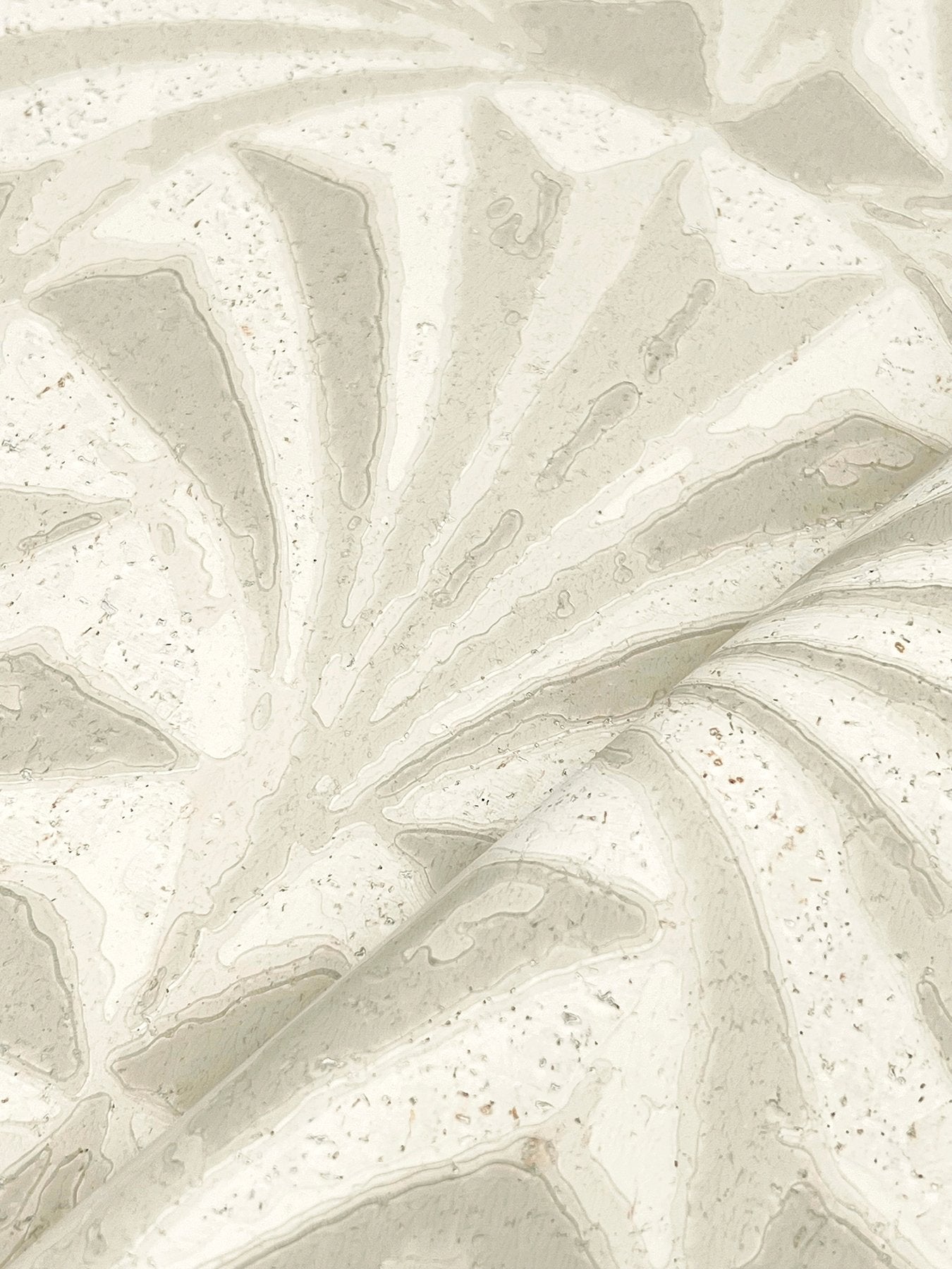 Sculpted Ivory Fans Wallpaper with Raised Cork Abstract Fan Motif - York NT6129