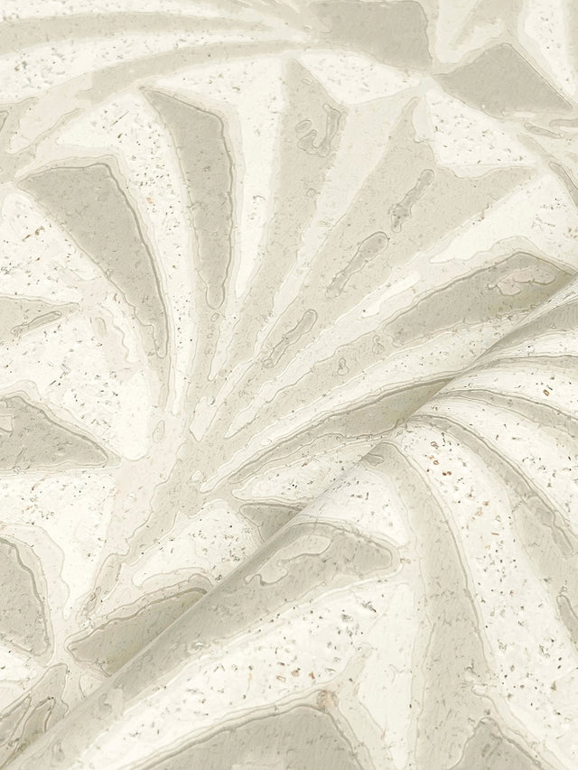 Sculpted Ivory Fans Wallpaper with Raised Cork Abstract Fan Motif - York NT6129