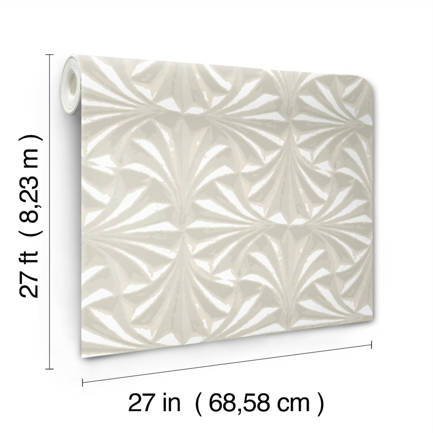 Sculpted Ivory Fans Wallpaper with Raised Cork Abstract Fan Motif - York NT6129
