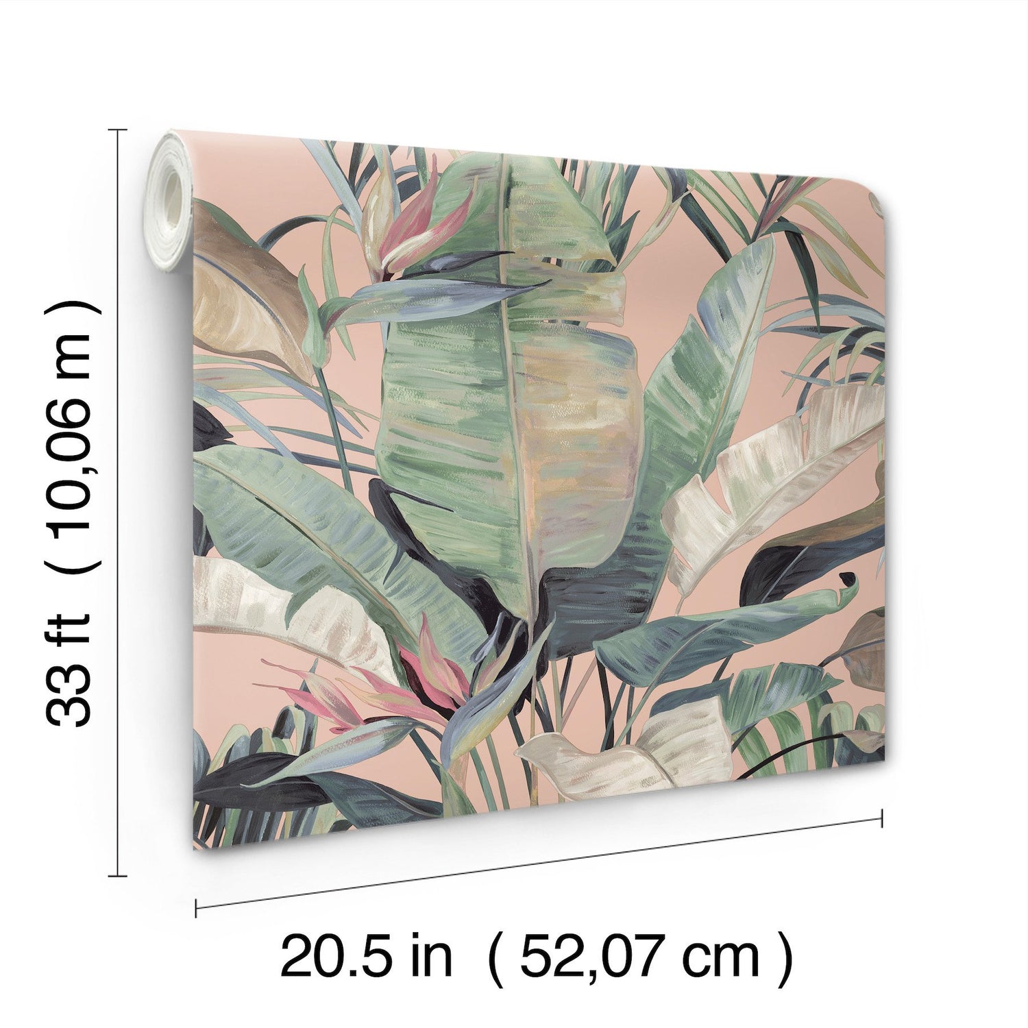 Tropical Cabana Coral Wallpaper with Tropical Banana Leaf Motif - York NT6132