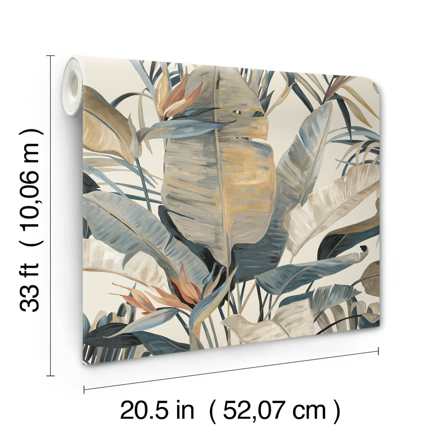 Tropical Cabana Plush Neutral Wallpaper with Tropical Banana Leaf Motif - York NT6133