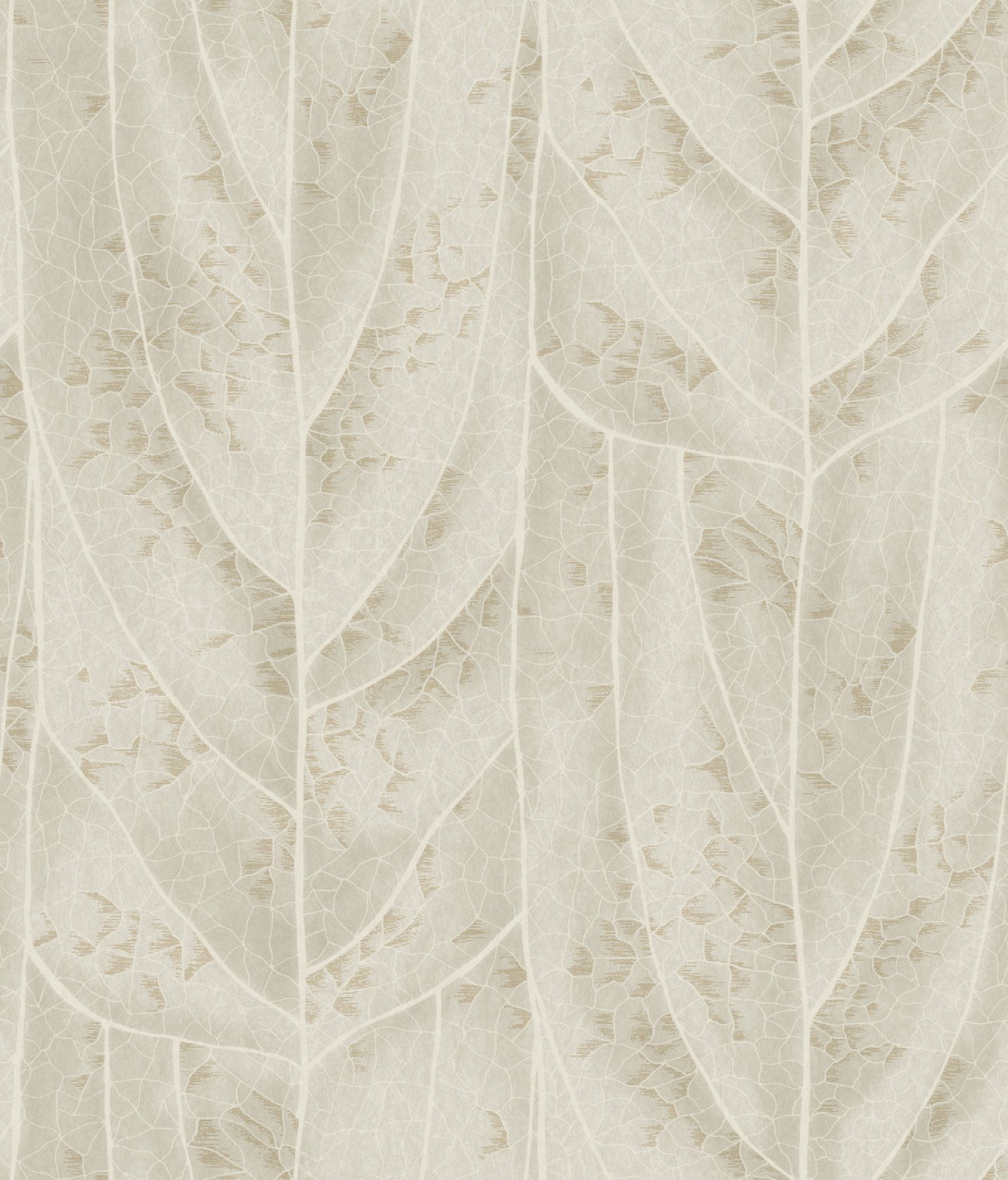 Dicot Beige Leaf Wallpaper with Raised Ink Botanical Pattern, Eclectic Style - York NT6144