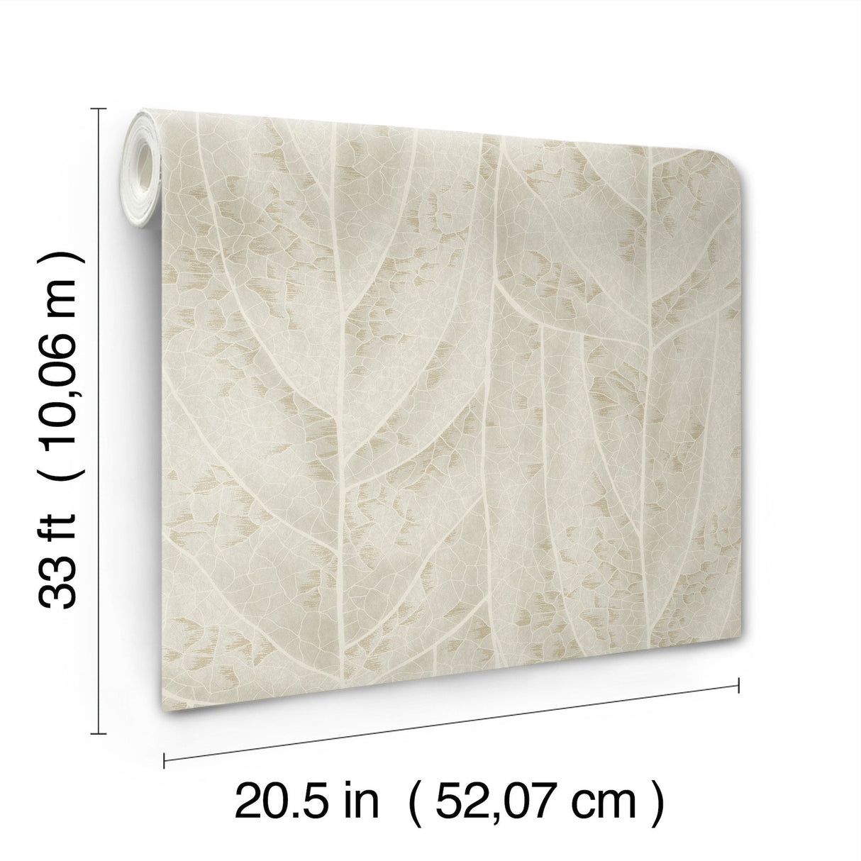 Dicot Beige Leaf Wallpaper with Raised Ink Botanical Pattern, Eclectic Style - York NT6144