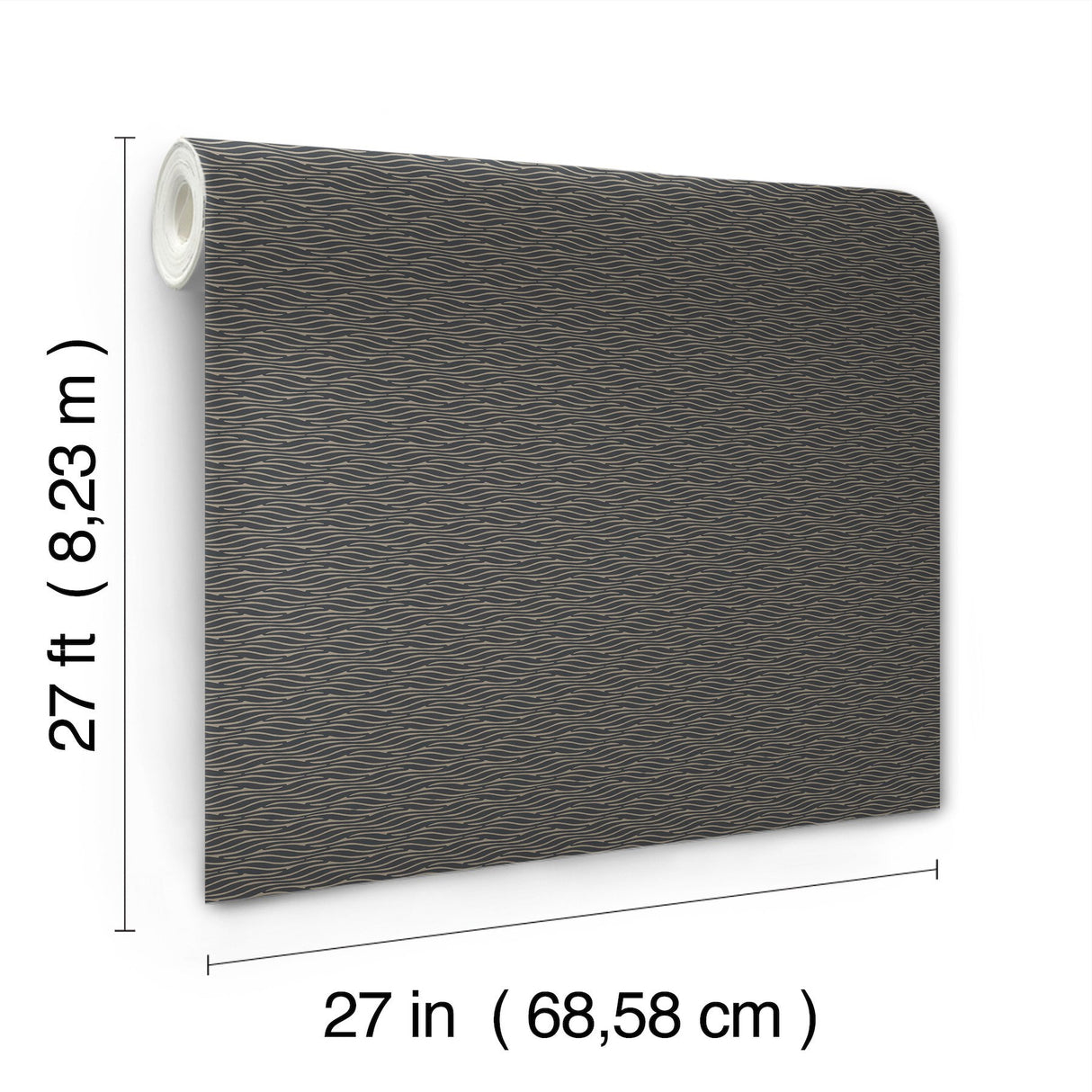 Elevated Black Waves Wallpaper with Sculptured Finishes Modern Pattern - York NT6151