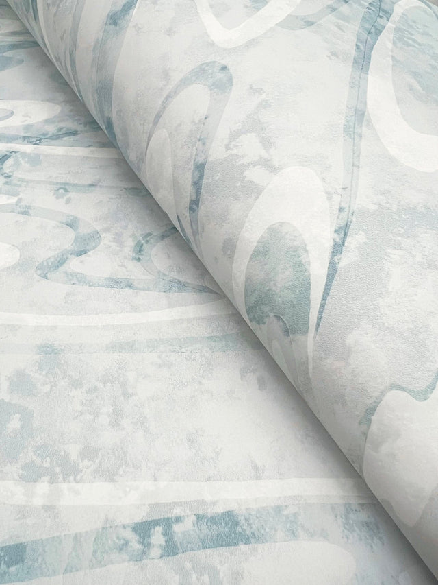Dreamland Blue Abstract Swirl Non-Woven Wallpaper - York NT6171