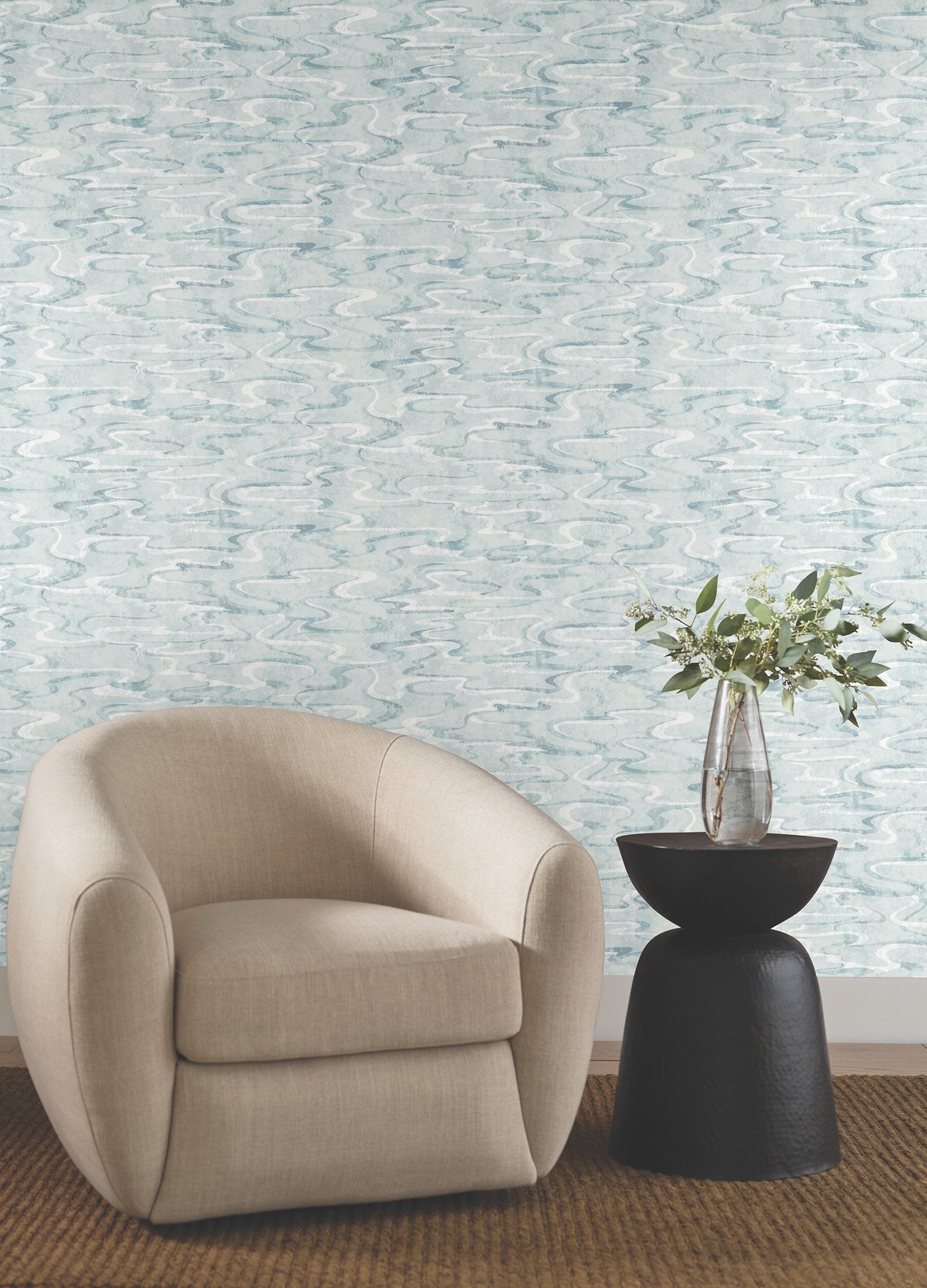 Dreamland Blue Abstract Swirl Non-Woven Wallpaper - York NT6171
