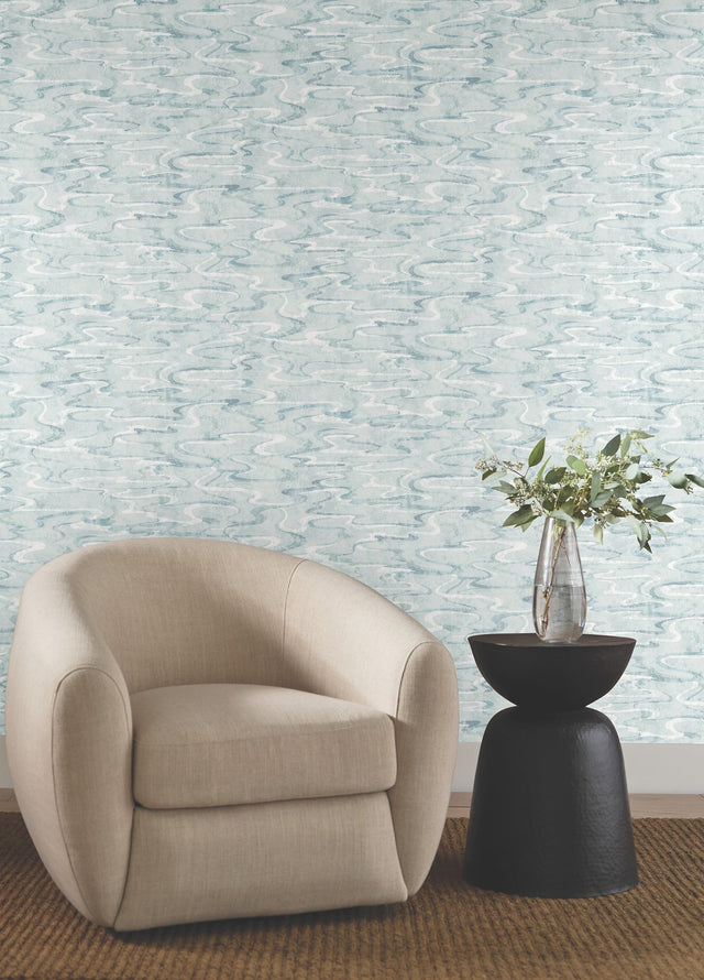 Dreamland Blue Abstract Swirl Non-Woven Wallpaper - York NT6171