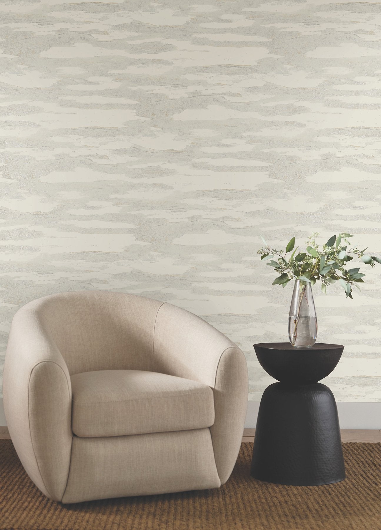 Artistic Desert Tides Desert Wallpaper with Glass Beads in Whites & Off-Whites Glam Style - York NT6175