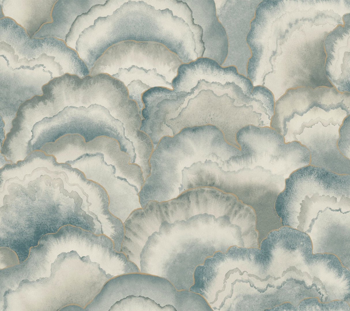 Abalone Mist Fans Misty Wallpaper with Metallic Bohemian Fans Pattern - York NT6184SAM