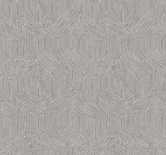 Fine Line Grey Geometric Wallpaper with Raised Ink Non Woven Transitional Pattern - York NT6191