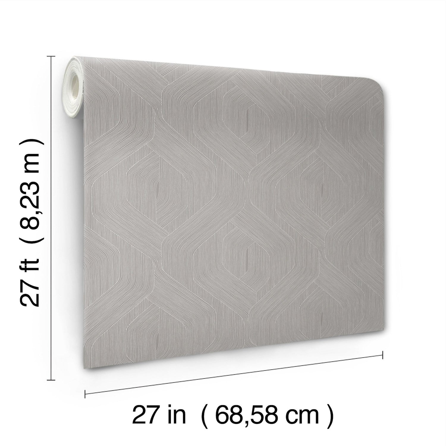 Fine Line Grey Geometric Wallpaper with Raised Ink Non Woven Transitional Pattern - York NT6191
