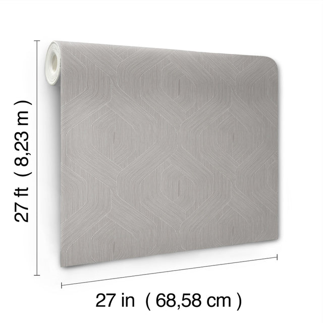 Fine Line Grey Geometric Wallpaper with Raised Ink Non Woven Transitional Pattern - York NT6191