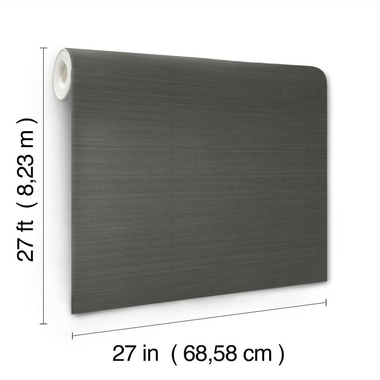Quiet Vista Ebony Faux Grasscloth Wallpaper - York NT6203N