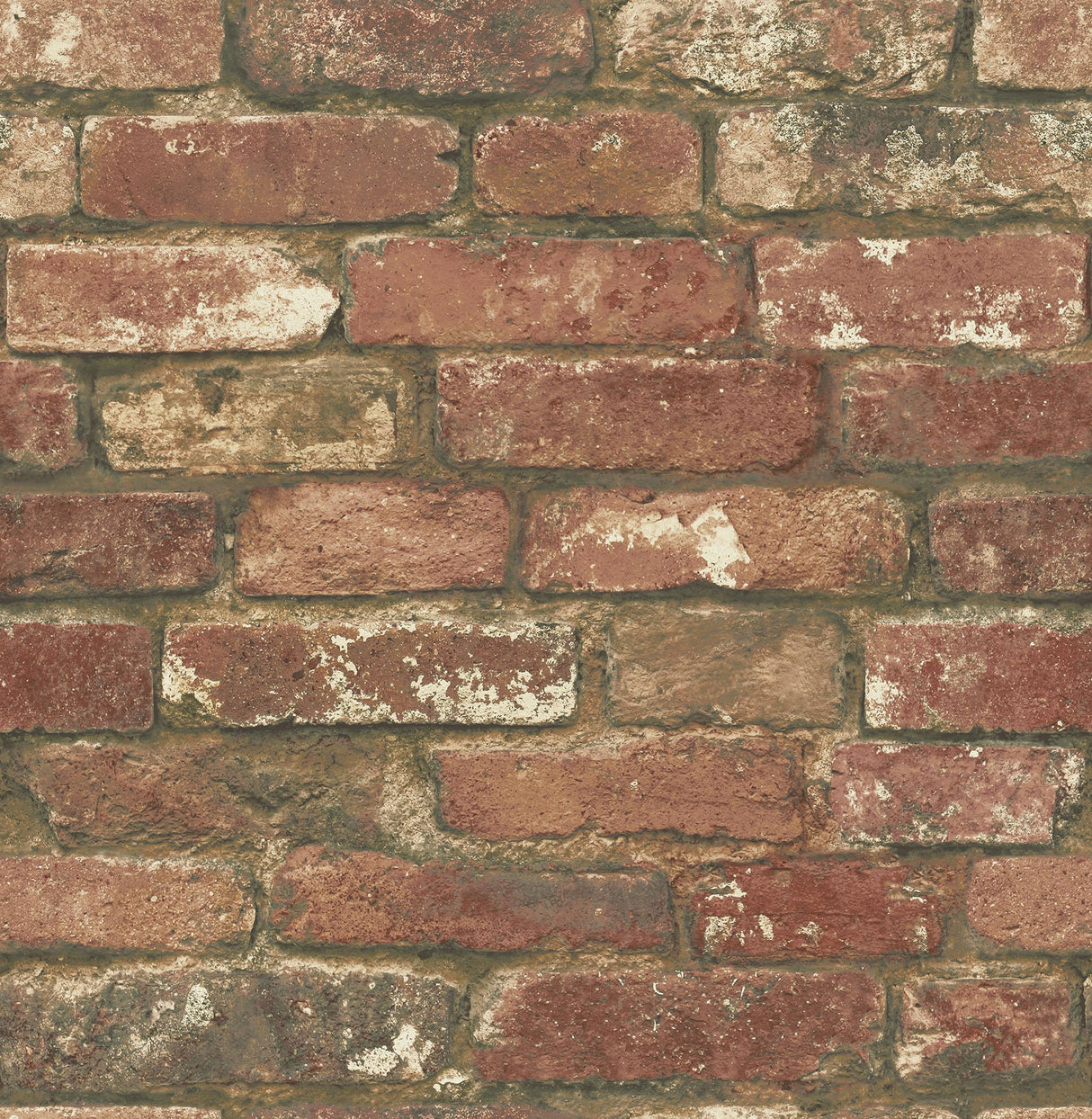 West End Brick Red Peel & Stick Wallpaper with Distressed Brick Pattern - NuWallpaper NU2088