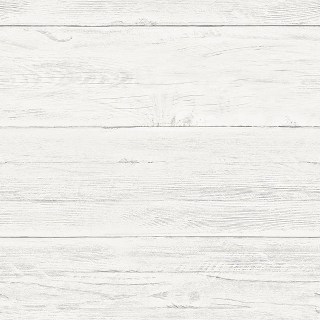 Shiplap Off White Peel & Stick Wallpaper with Distressed Wood Plank Pattern - NuWallpaper NU2187