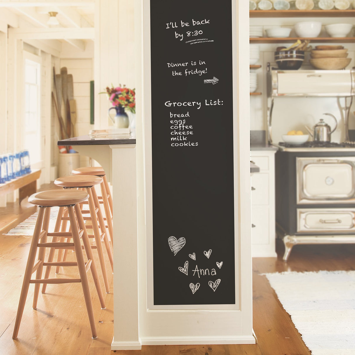 Vintage Chalkboard Black Peel & Stick Wallpaper with Modern Graphics Style - NU2220