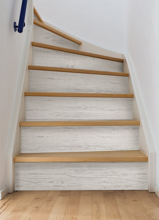 Shiplap Off White Peel & Stick Wallpaper with Distressed Wood Plank Pattern - NuWallpaper NU2187