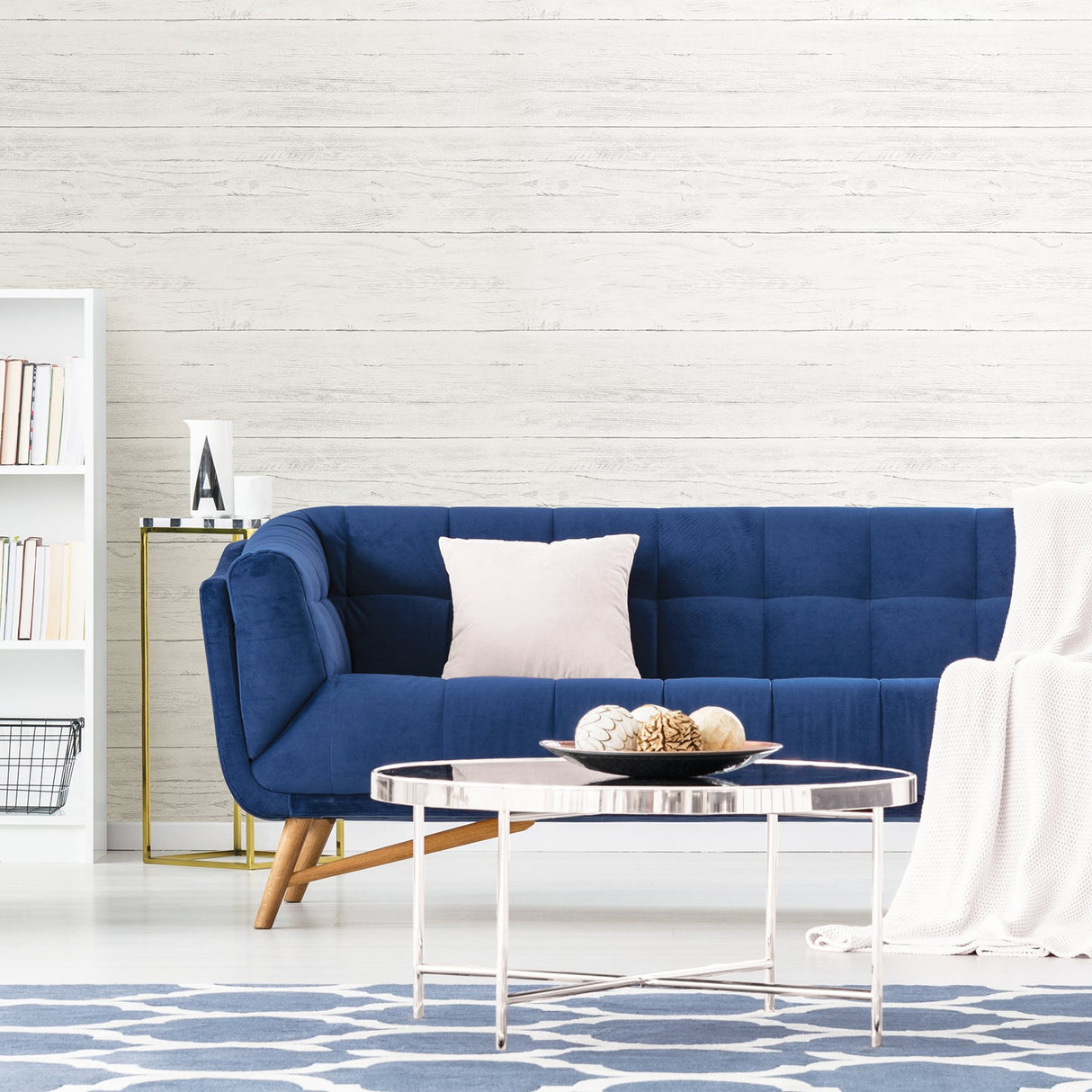 Shiplap Off White Peel & Stick Wallpaper with Distressed Wood Plank Pattern - NuWallpaper NU2187