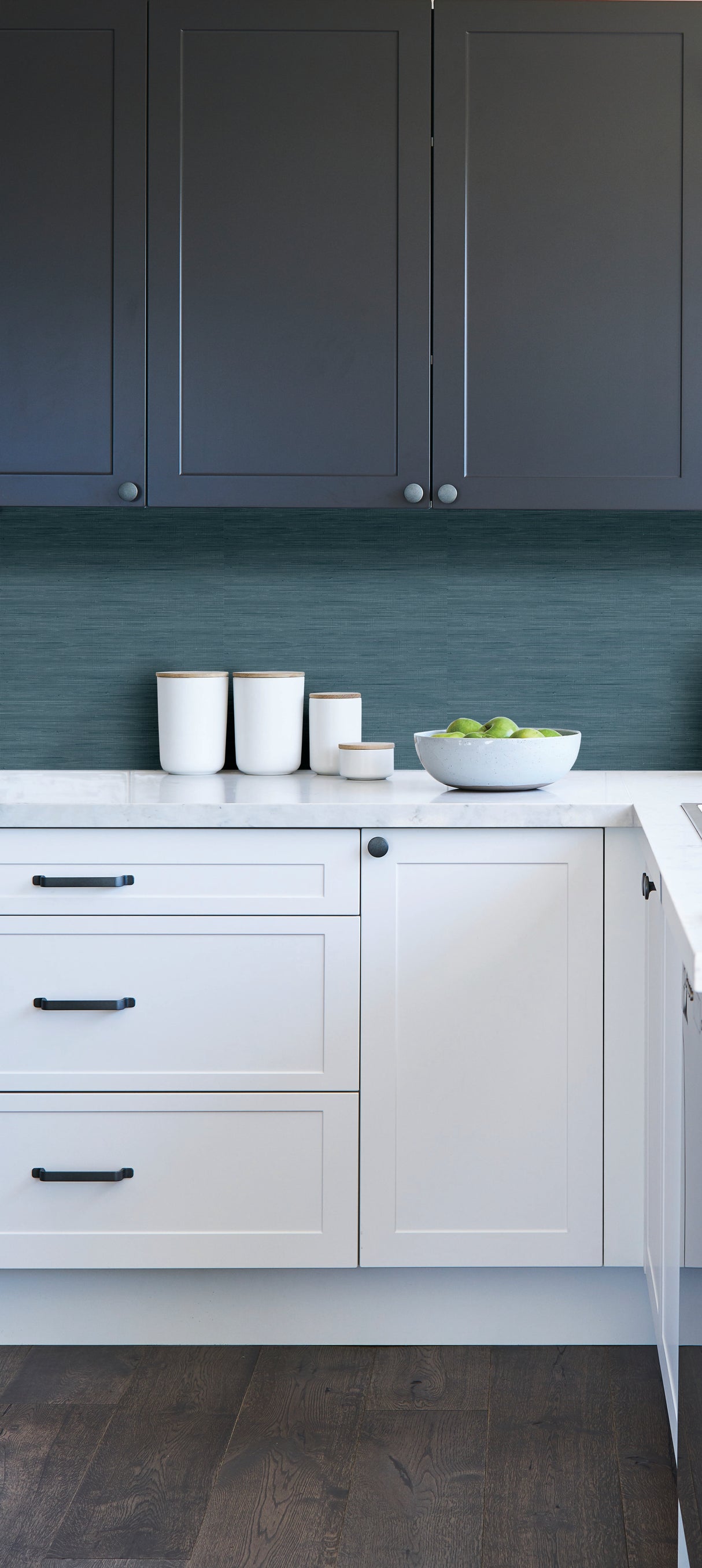 Blue Luxe Faux Grasscloth Blue by NuWallpaper Peel and Stick Wallpaper WallPops 20.5 in x 18 ft About 30.8 sq ft Coverage - NU6004