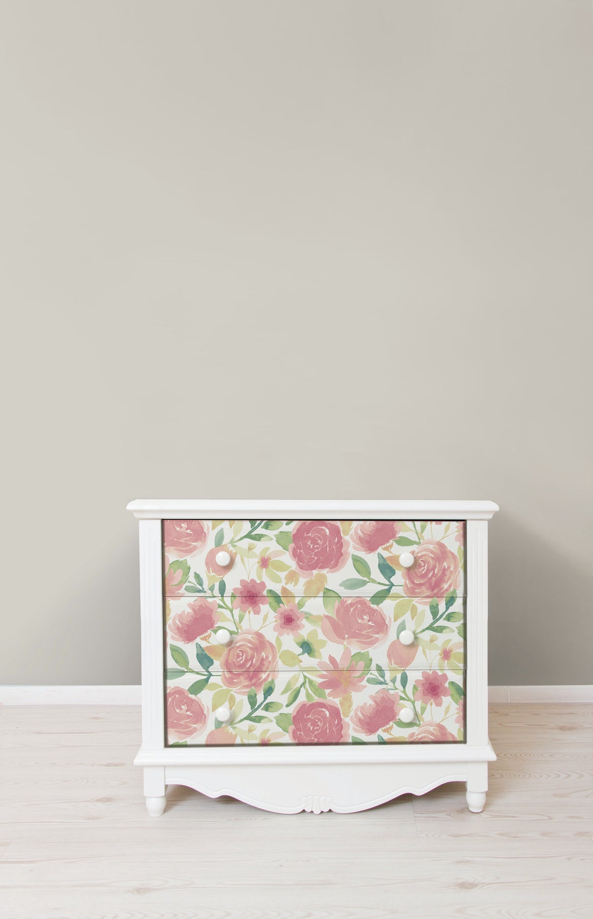 Pink Audrey Pink Large Scale Watercolor Botanical Rose Floral Peel and Stick Removable Wallpaper by NuWallpaper WallPops - NU6006