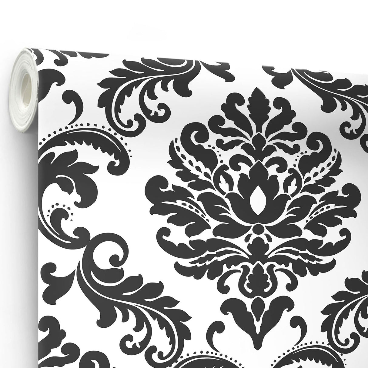 Ariel Black & White Damask Peel & Stick Wallpaper - NuWallpaper NUS1646