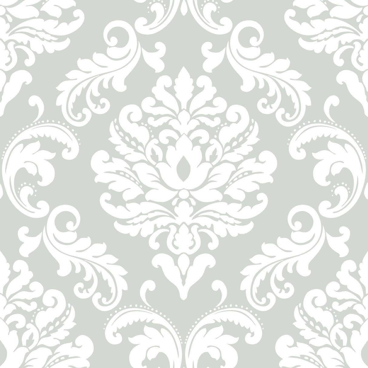 Ariel Grey Damask Peel & Stick Wallpaper - NuWallpaper NUS1935