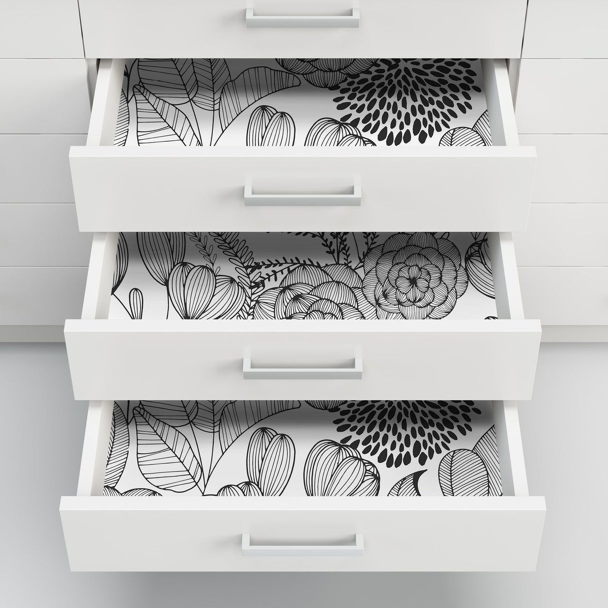 Secret Garden Black Peel & Stick Wallpaper with Whimsical Botanical Floral Pattern - NuWallpaper NUS3501