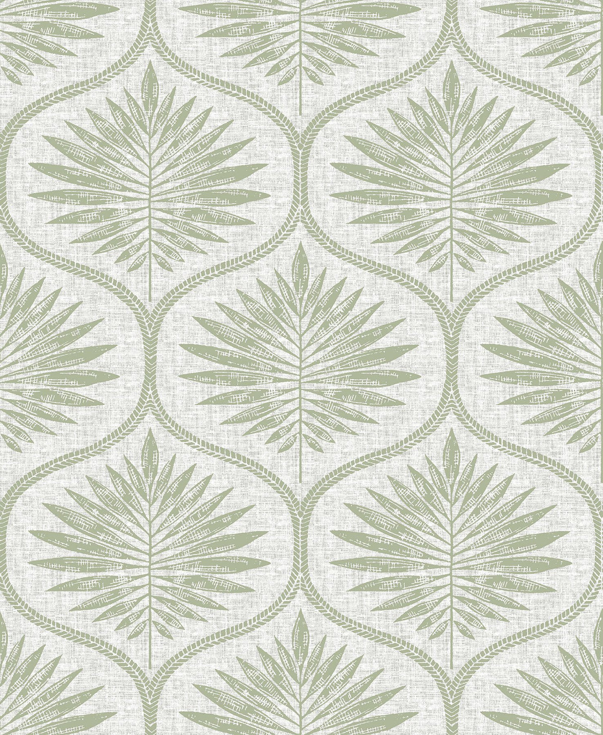 Primitive Leaves Green Peel & Stick Wallpaper with Botanical Ogee Pattern - NuWallpaper NUS3621