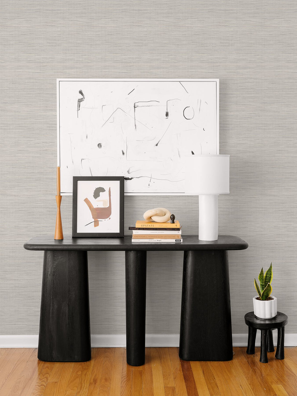 Crossweave Grey Peel & Stick Wallpaper with Textured String Effect - NuWallpaper NUS3960