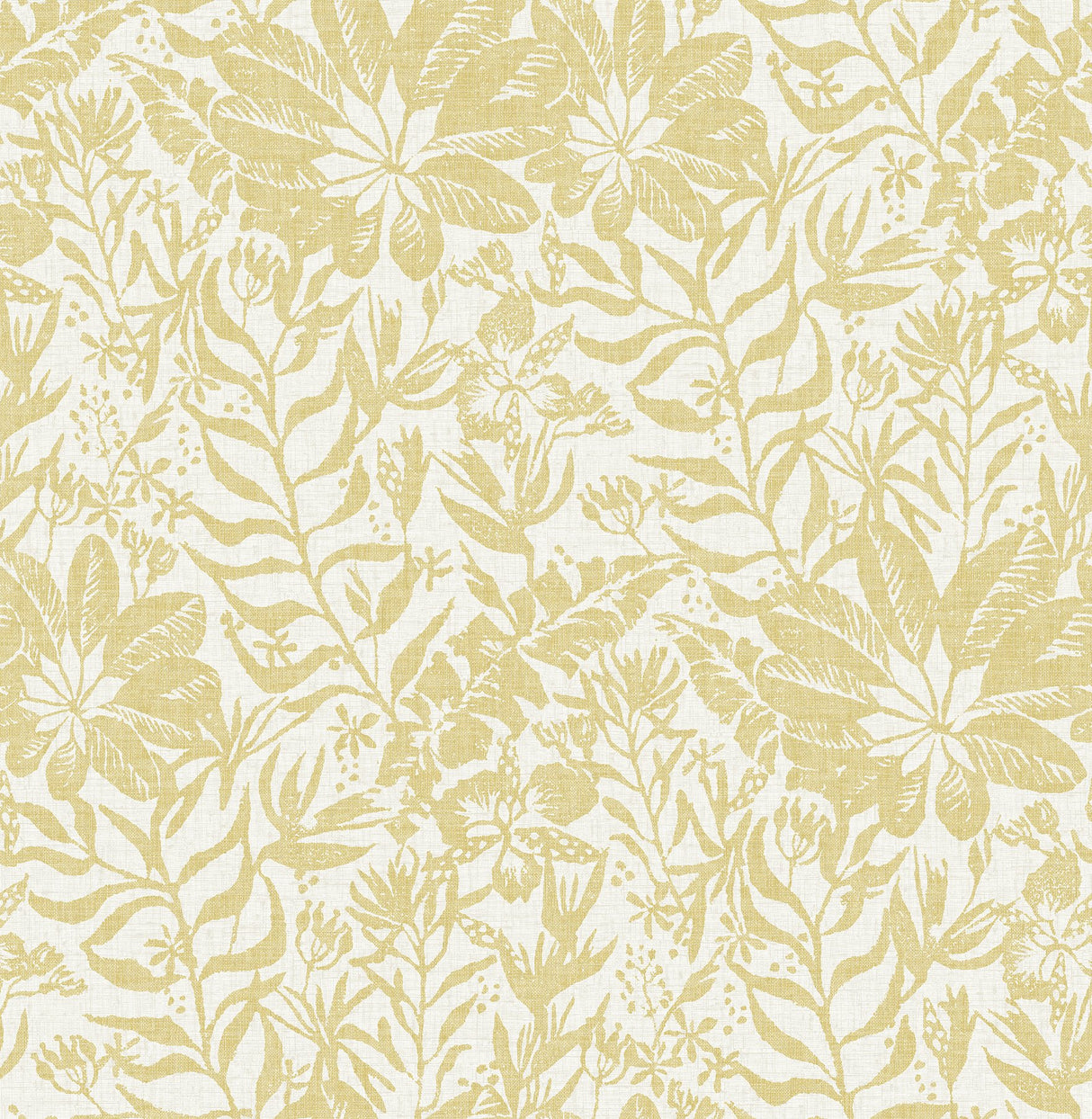 Foliole Yellow Peel & Stick Wallpaper with Botanical Leaf Motif - NuWallpaper NUS3999