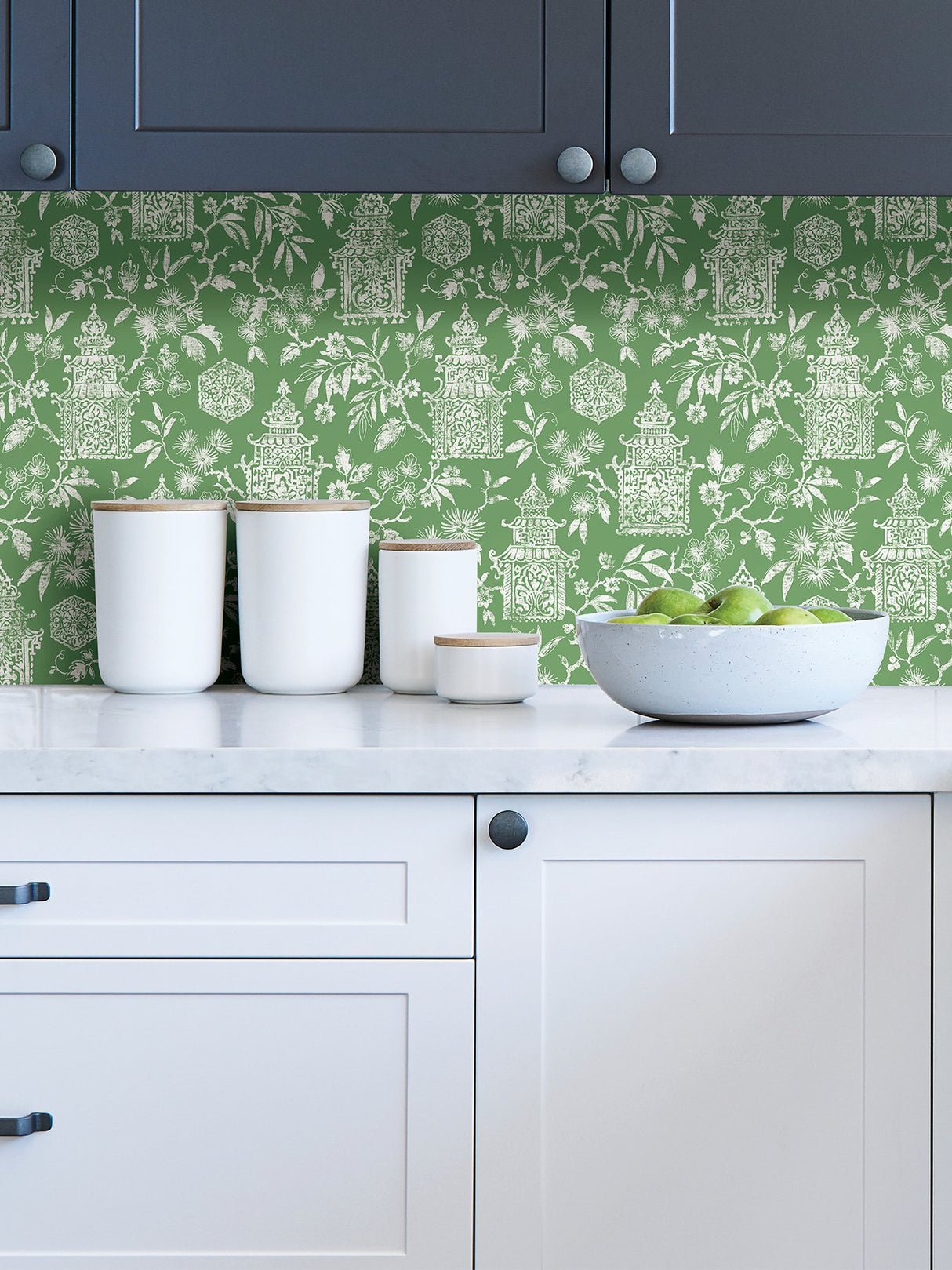 Danson Green Peel & Stick Wallpaper with Botanical Novelty Motif - NuWallpaper NUS4036