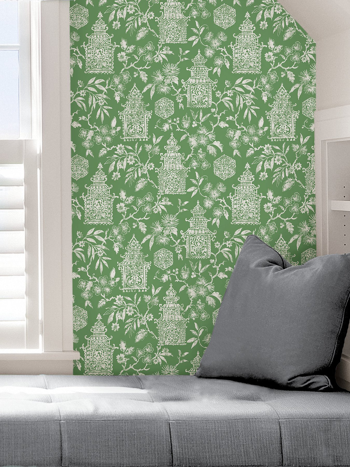 Danson Green Peel & Stick Wallpaper with Botanical Novelty Motif - NuWallpaper NUS4036
